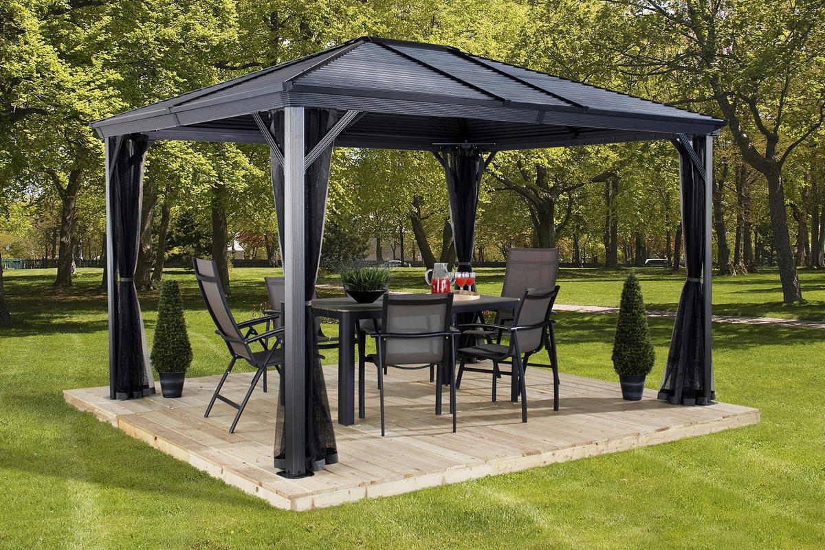 Sojag Pavillon Ventura anthrazit Stahl B/H/L: ca. 296x260x296 cm Ventura - anthrazit (296,00/296,00/260,00cm) - Sojag