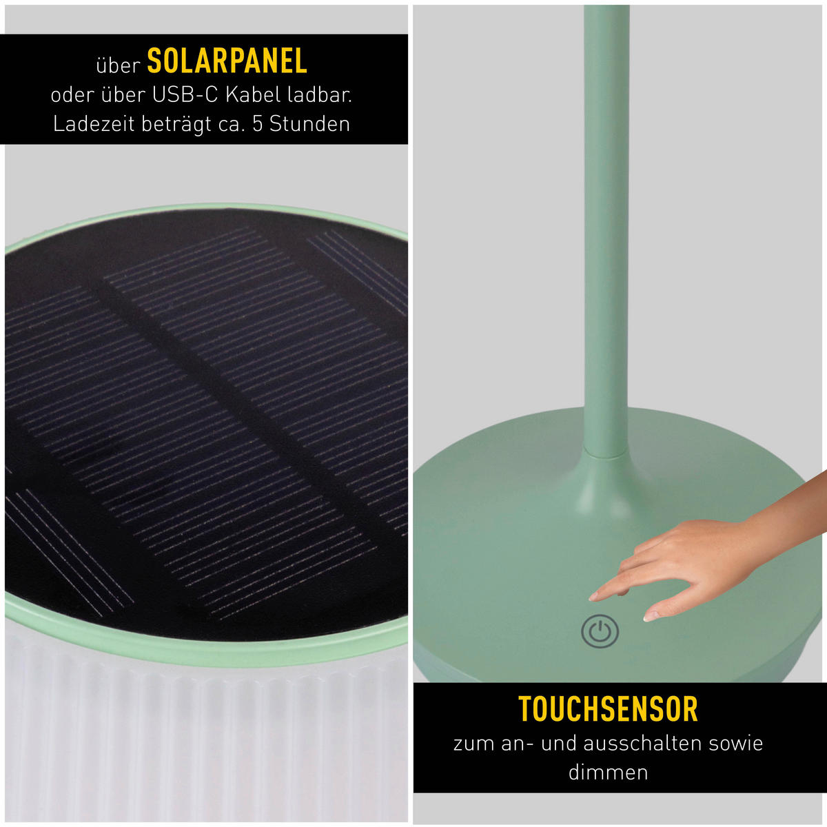 LED-Solar-Tischleuchte mint Metall Kunststoff B/H/T/D: ca. 13x38x13x13 cm EMMI - mint (13,00/38,00/13,00cm) - Näve Leuchten