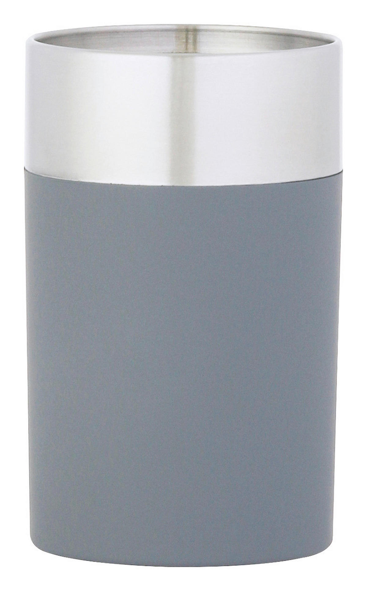 Axentia Zahnputzbecher Lena silber anthrazit Edelstahl B/H/L/D: ca. 7x11,2x7x6,8 cm Lena - anthrazit/silber (7,00/7,00/11,20cm) - Axentia