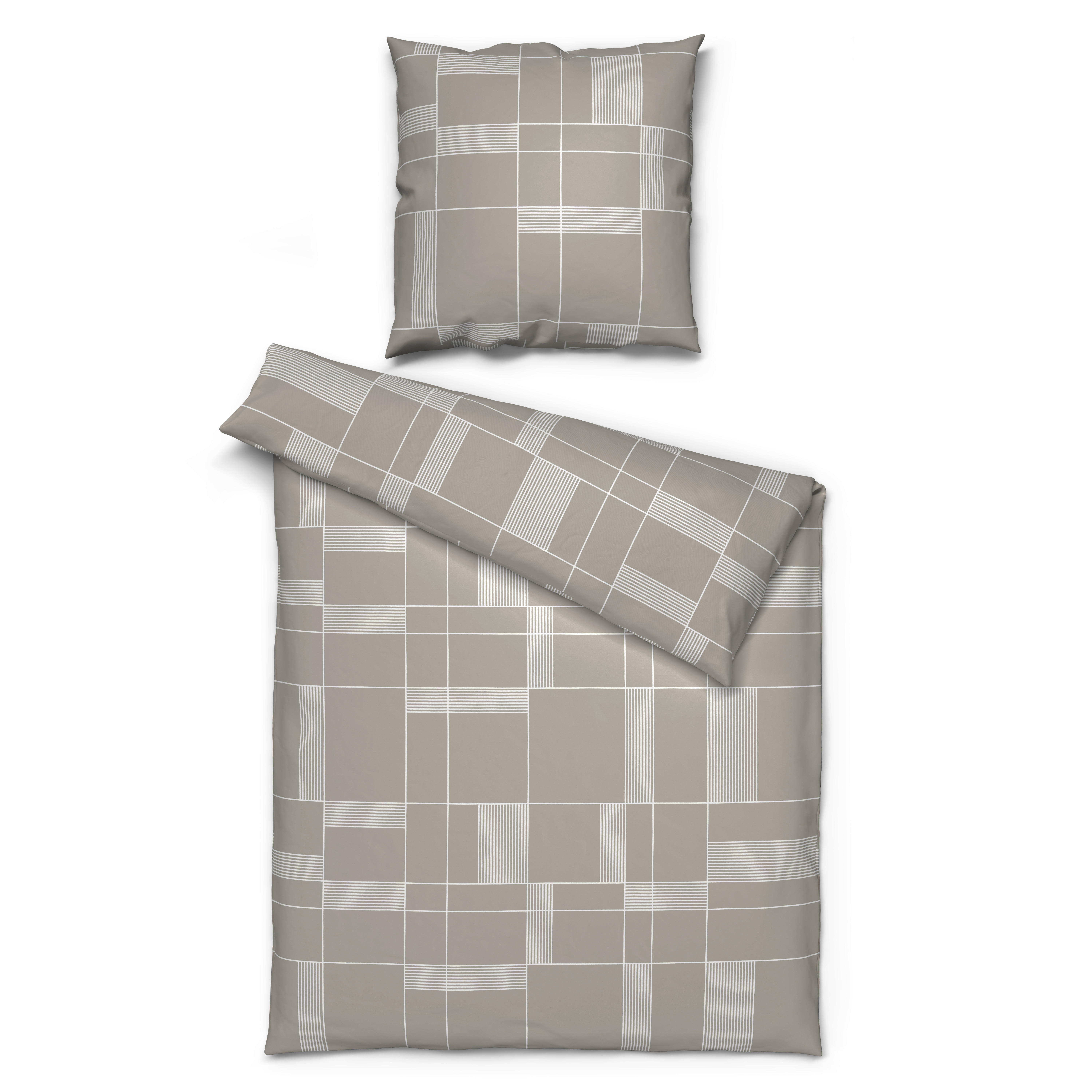 Microfaser Bettwäsche Bettwäsche_Microfaser kariert beige - beige (135,00/200,00cm) - Sensation