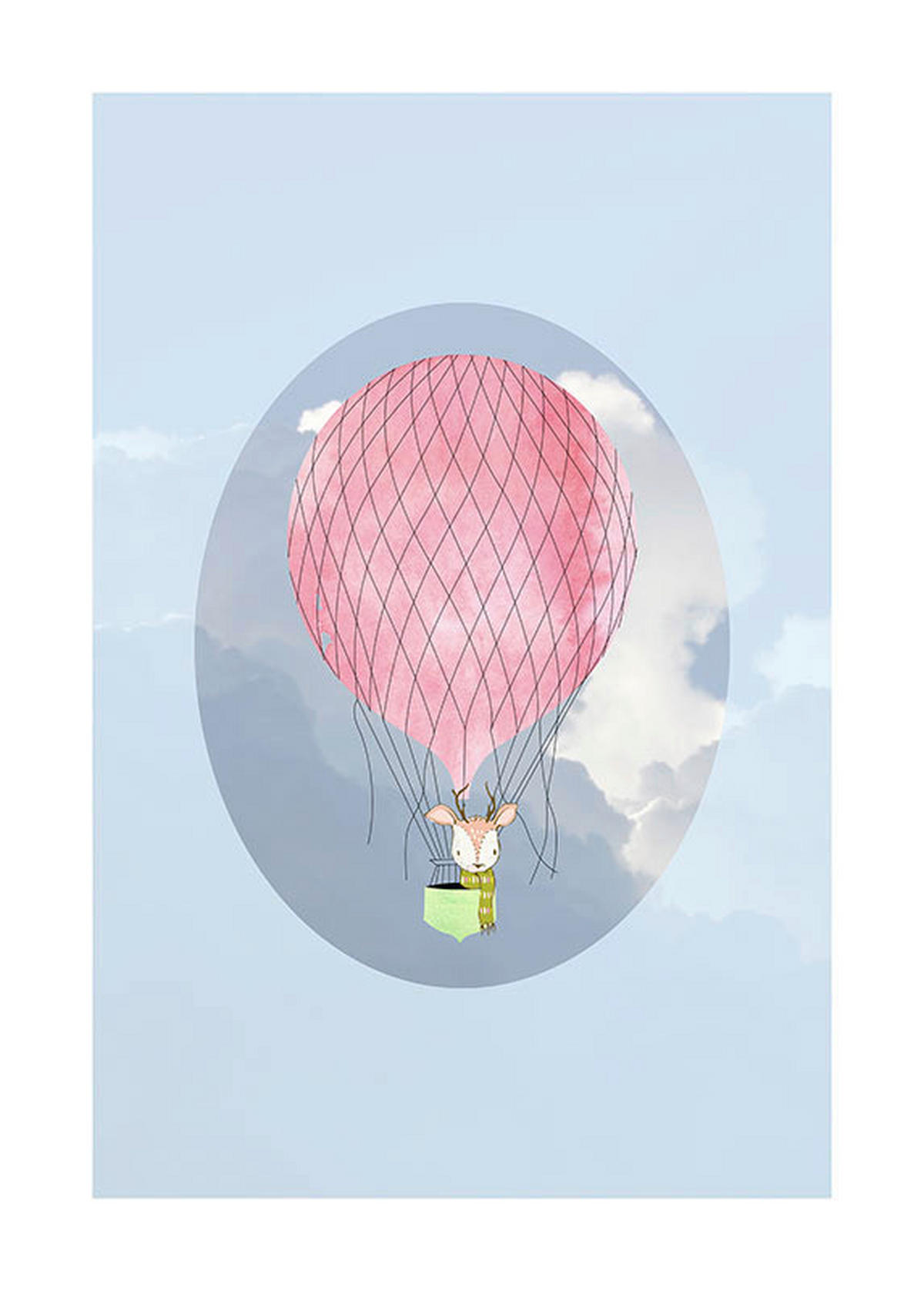 Komar Poster Happy Balloon Blue Luftballons B/L: ca. 50x70 cm Happy Balloon Blue - (50,00/70,00cm) - Komar