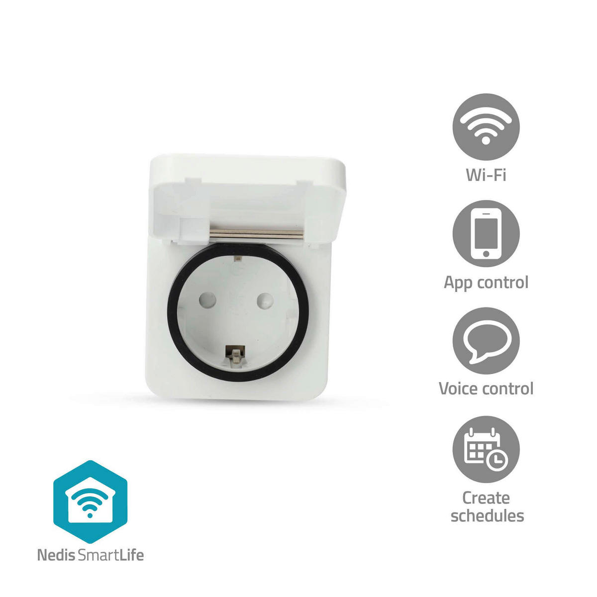 Nedis Smart-Stecker weiß grau Polycarbonat B/H/L: ca. 6x9,9x6 cm SmartLife - weiß/grau (6,00/6,00/9,90cm) - Nedis