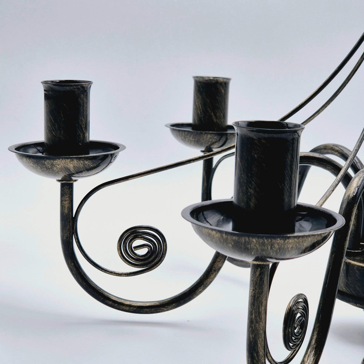 Lamkur Kronleuchter schwarz Stahl B/H/L: ca. 57x72x57 cm E14 6 Brennstellen DONATO - schwarz (57,00/57,00/72,00cm) - Lamkur