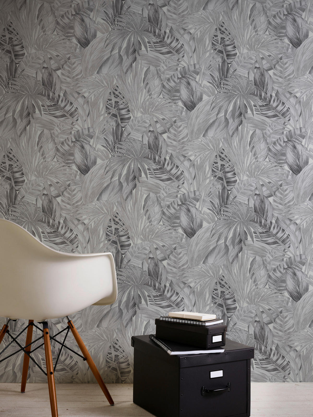 A.S.Creation Vliestapete Greenery Palmen grau B/L: ca. 53x1005 cm Greenery - grau (53,00/1005,00cm) - A.S.Creation