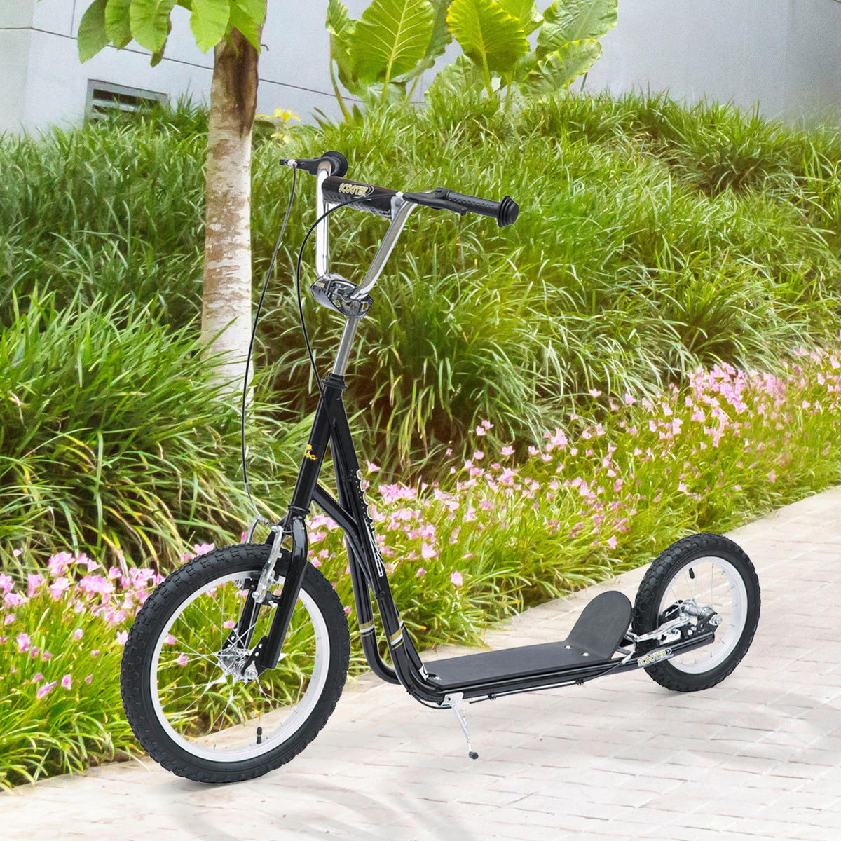HOMCOM Kinderroller schwarz Kinderroller - schwarz (125,00/58,00/100,00cm) - HOMCOM