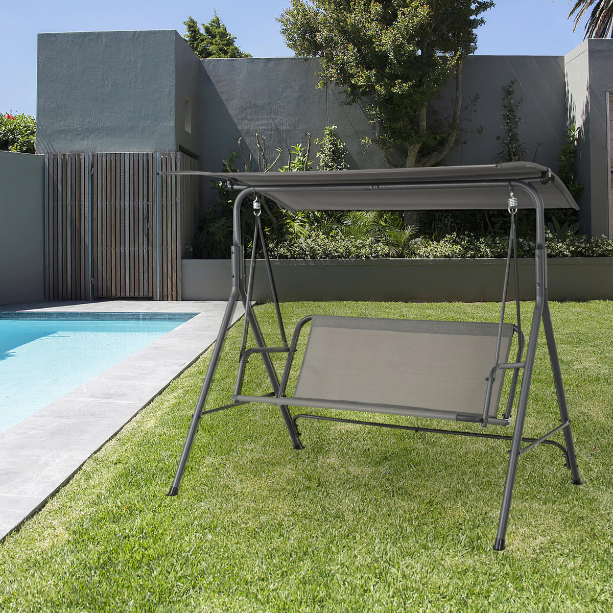 POCOline Hollywoodschaukel dunkelgrau Stahlrohr B/H/L: ca. 110x153x170 cm Hollywoodschaukel - dunkelgrau (170,00/110,00/153,00cm) - POCOline