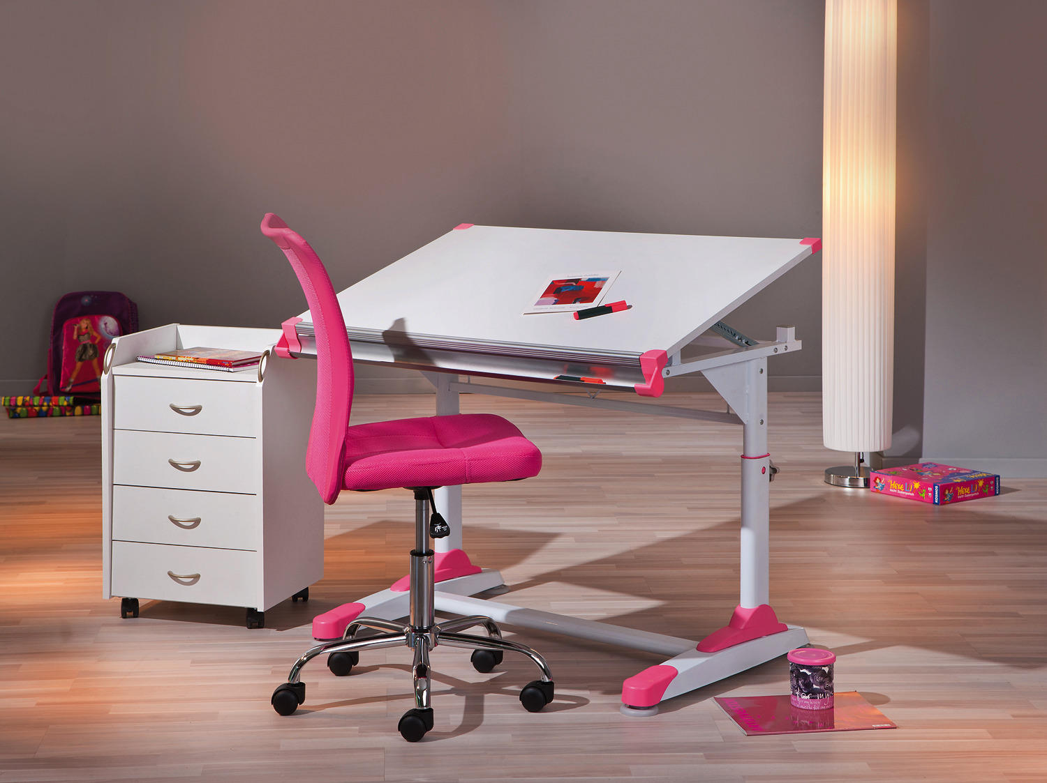 Schreibtisch 2Colorido weiß pink grün B/H/L: ca. 70,5x69,5x101 cm 2Colorido - pink/weiß (101,00/70,50/69,50cm) - Inter Link