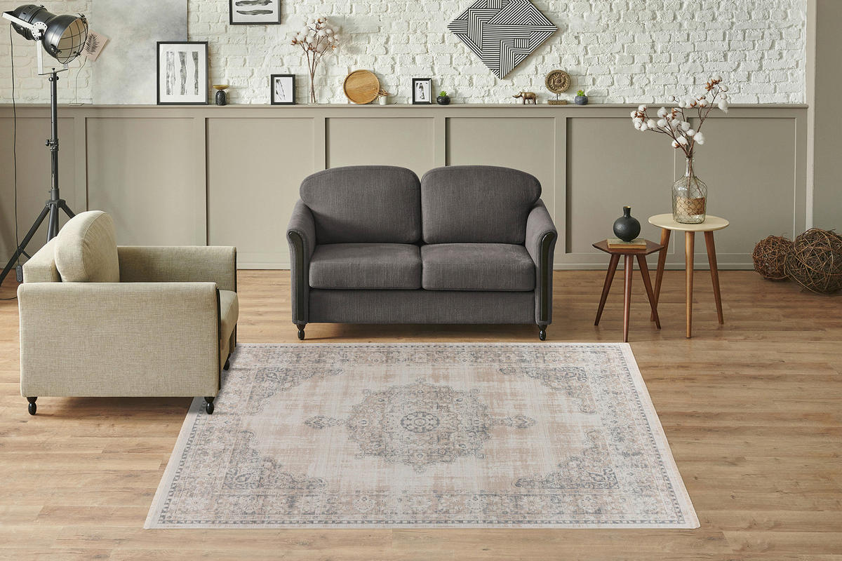 Kayoom Kurzflorteppich Milan 125 grau B/H/L: ca. 80x0,5x150 cm Milan 125 - grau (150,00/80,00/0,50cm) - Kayoom