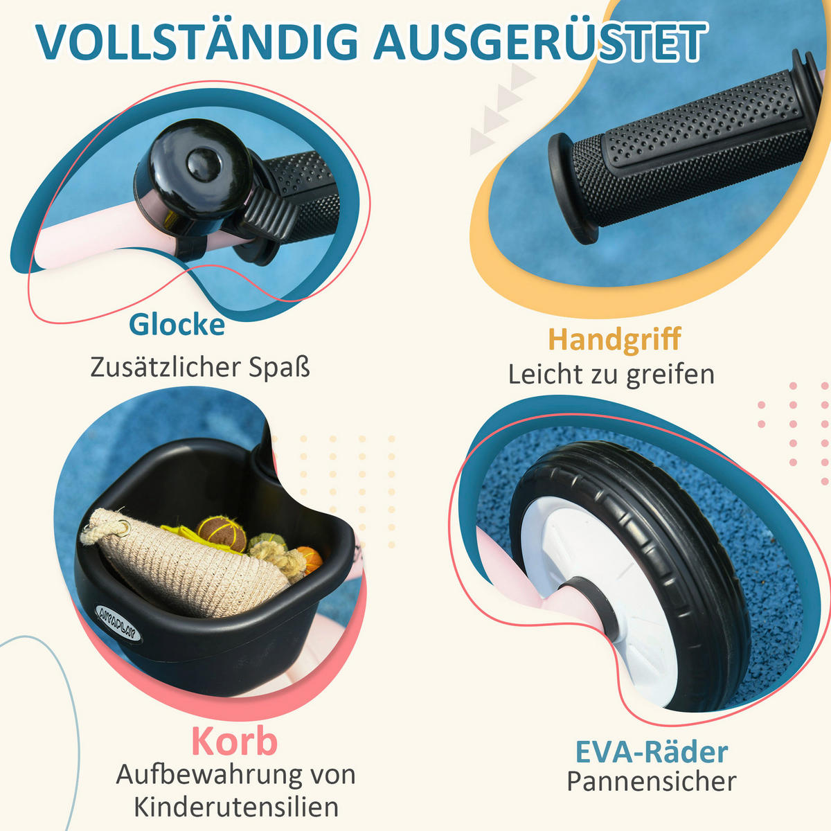 rosa Dreirad - rosa (58,00/50,00/70,50cm) - AIYAPLAY