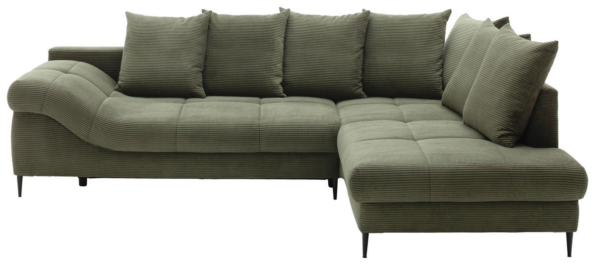 Ecksofa Oregon grün Microfaser B/H/T: ca. 299x92x205 cm Oregon - schwarz/grün (299,00/92,00/205,00cm)
