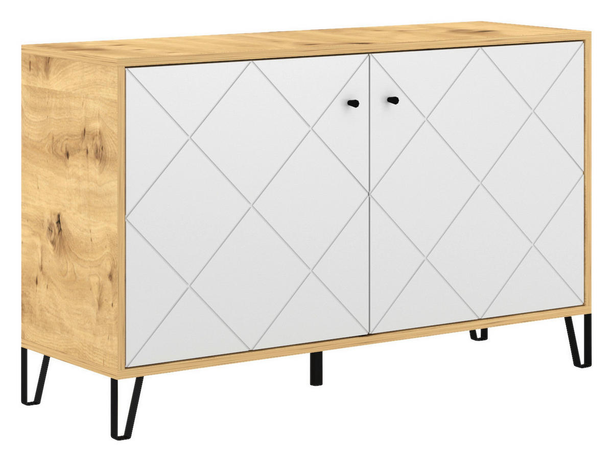 Kommode BILBAO Eiche Artisan Nachbildung weiß matt B/H/T: ca. 123,4x75,2x40 cm BILBAO - Eiche/weiß (123,40/75,20/40,00cm) - WIPMEB