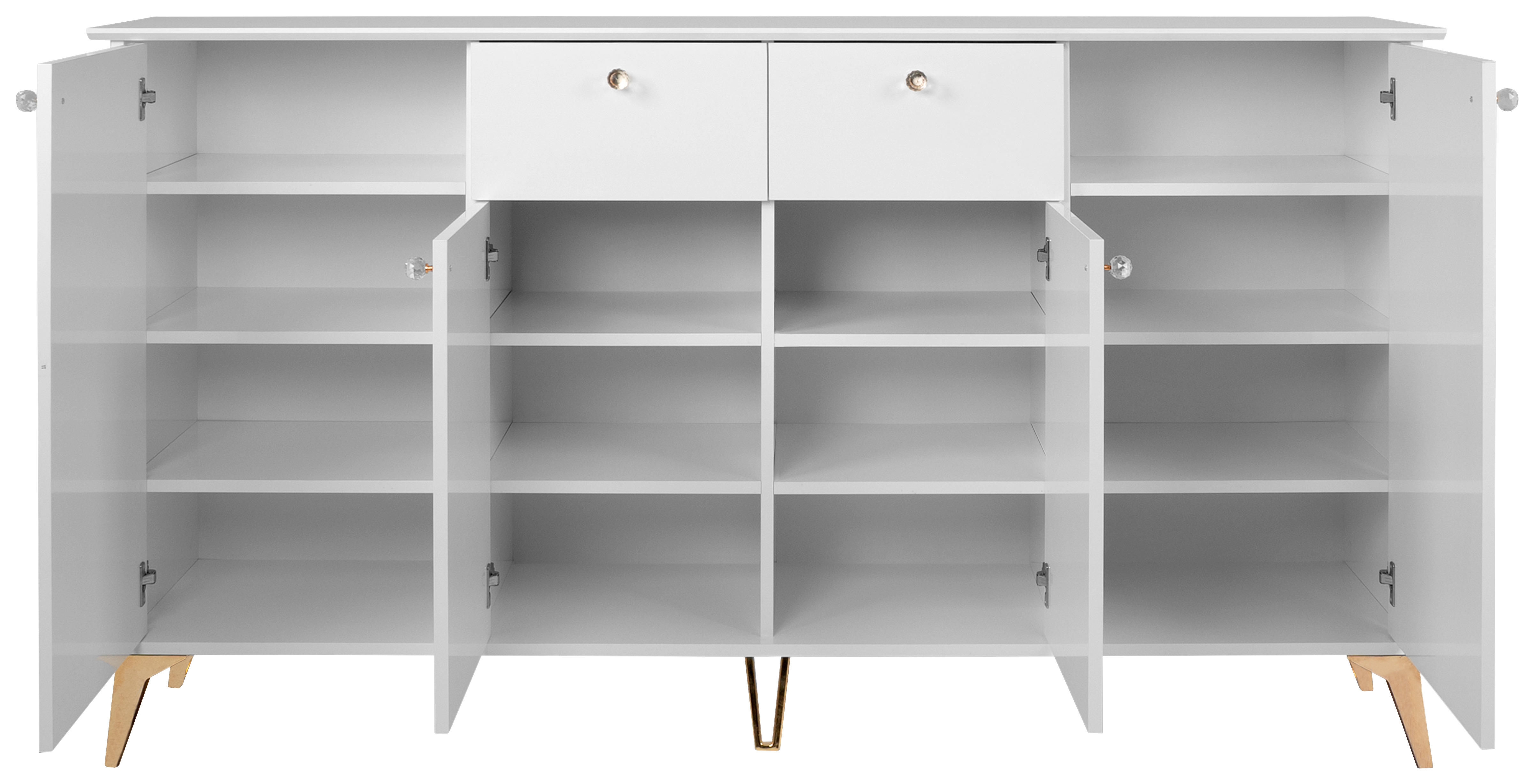 Sideboard Istanbul weiß Hochglanz B/H/T: ca. 192x109x45 cm Istanbul - gold/weiß (192,00/109,00/45,00cm)
