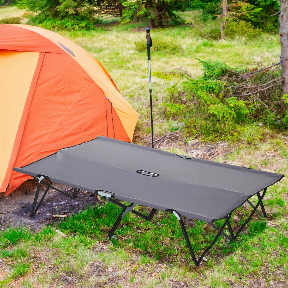 Outsunny Campingbett B/H/L: ca. 125x40x193 cm Campingbett - schwarz/grau (193,00/125,00/40,00cm) - Outsunny