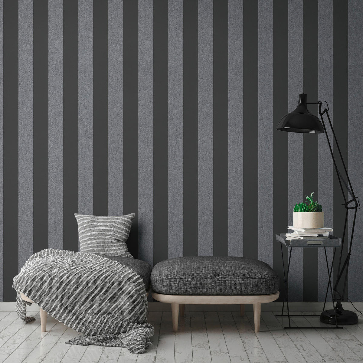 A.S.Creation Vliestapete Attractive 2 Streifen schwarz grau B/L: ca. 53x1005 cm Attractive 2 - schwarz/grau (53,00/1005,00cm) - A.S.Creation