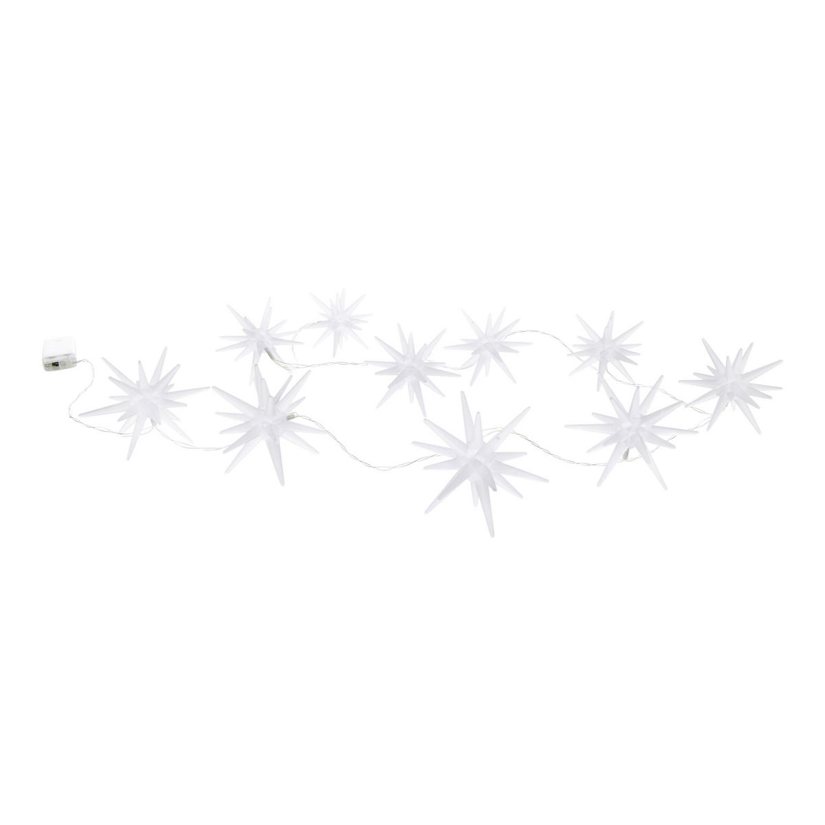 Näve Leuchten LED-Lichterkette weiß Kunststoff B/H/T: ca. 10x10x165 cm 10er-LED-Lichterkette 3D-STERNE - weiß (10,00/10,00/165,00cm) - Näve Leuchten