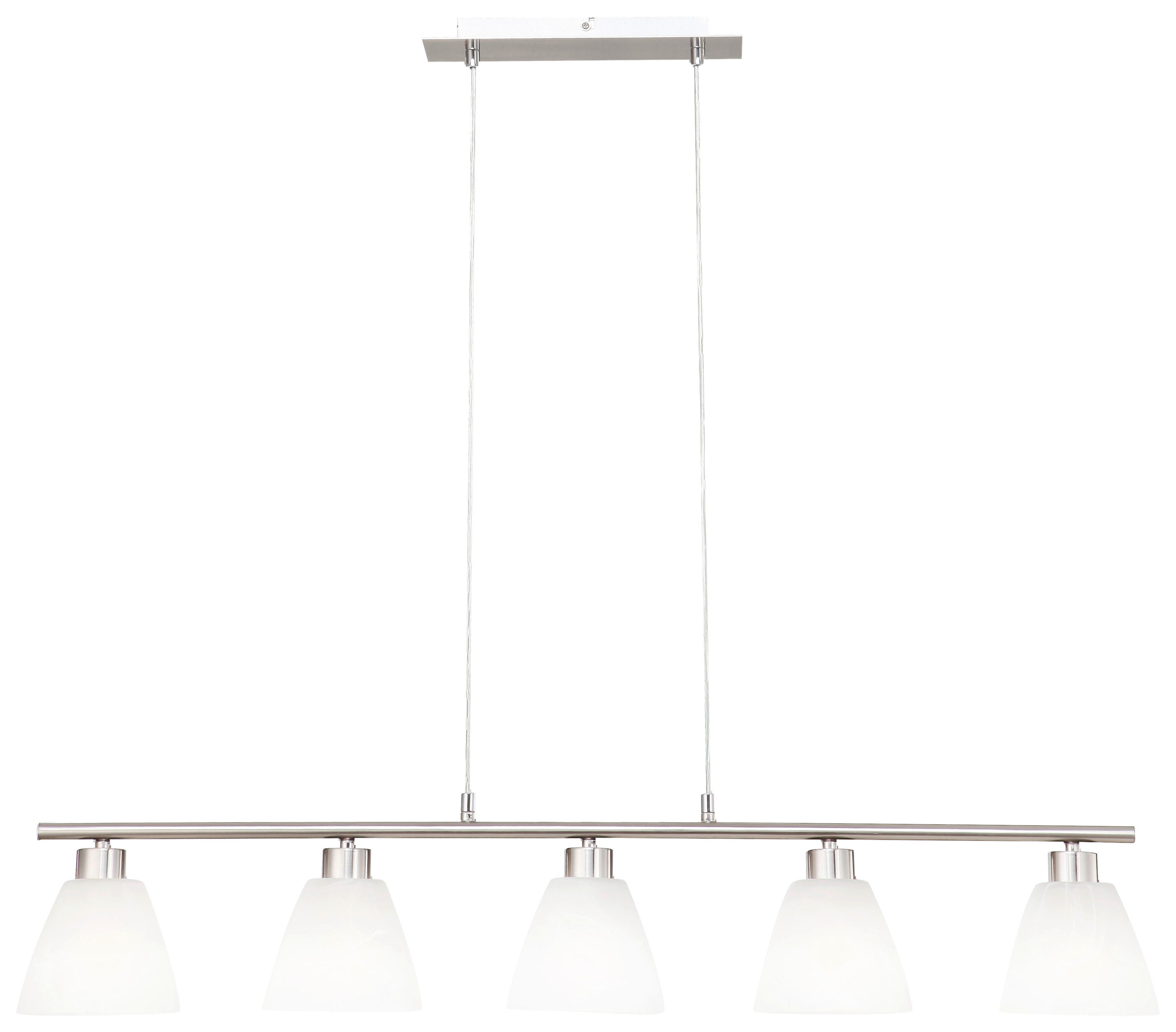 GLOBO Pendelleuchte 68615-5 weiß nickel matt Glas B/H: ca. 93x120 cm E14 5 Brennstellen Pendelleuchte_Illimani 5flg. - weiß/nickel matt (93,00/120,00cm) - GLOBO