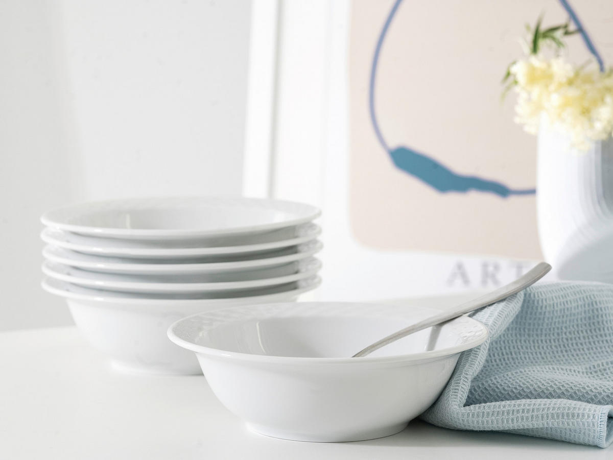 CreaTable Müslischale Polo weiß Porzellan 6 tlg. Polo - weiß - CreaTable