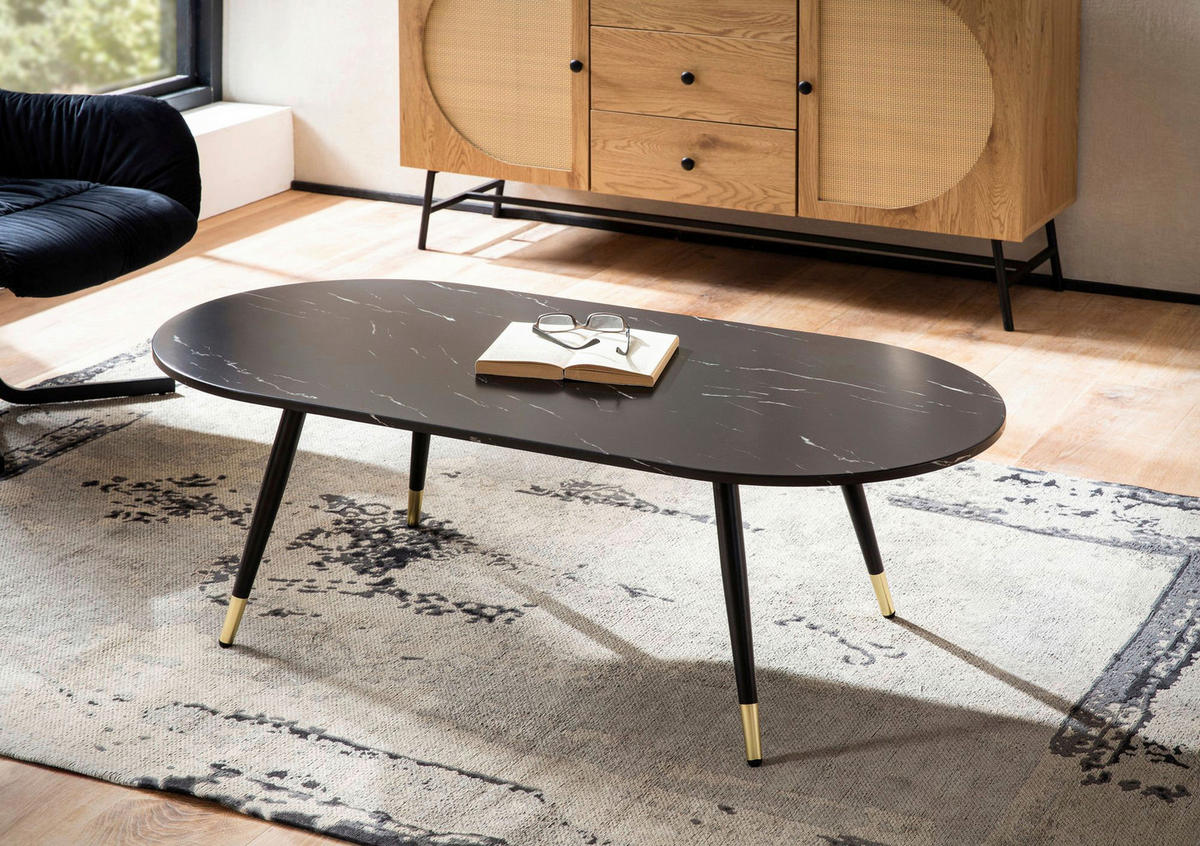 Couchtisch schwarz Marmor Optik B/H/T: ca. 120x42x60 cm Couchtisch - schwarz (120,00/42,00/60,00cm) - Wohnling