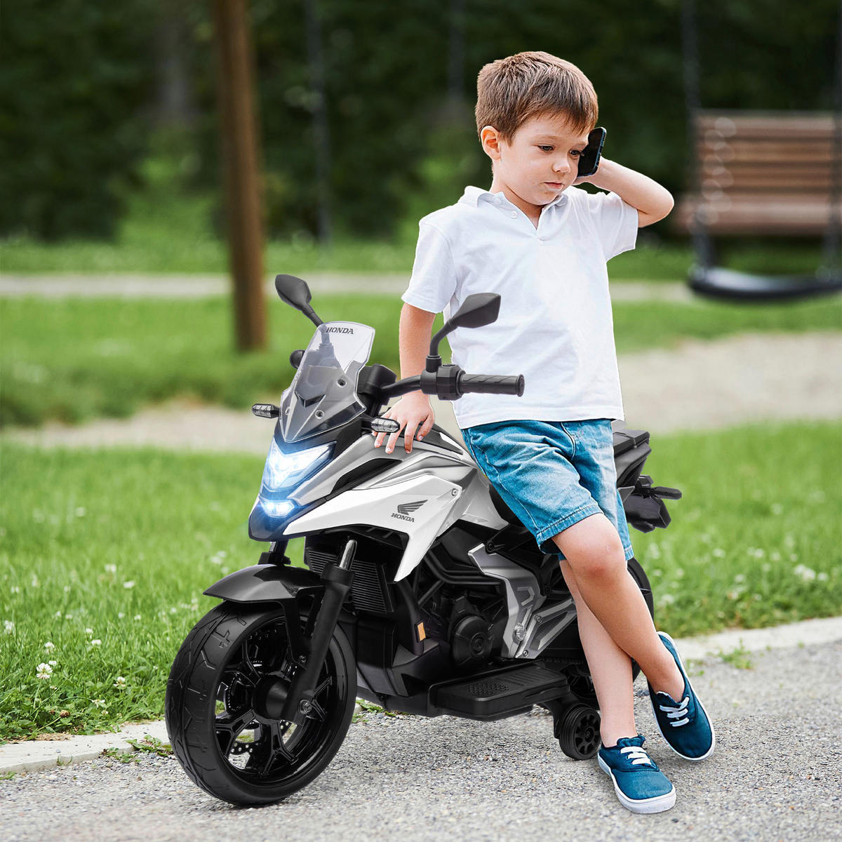 AIYAPLAY Kinder-Elektromotorrad weiß B/H/L: ca. 46x75x107 cm Kinder-Elektromotorrad - weiß (107,00/46,00/75,00cm) - AIYAPLAY