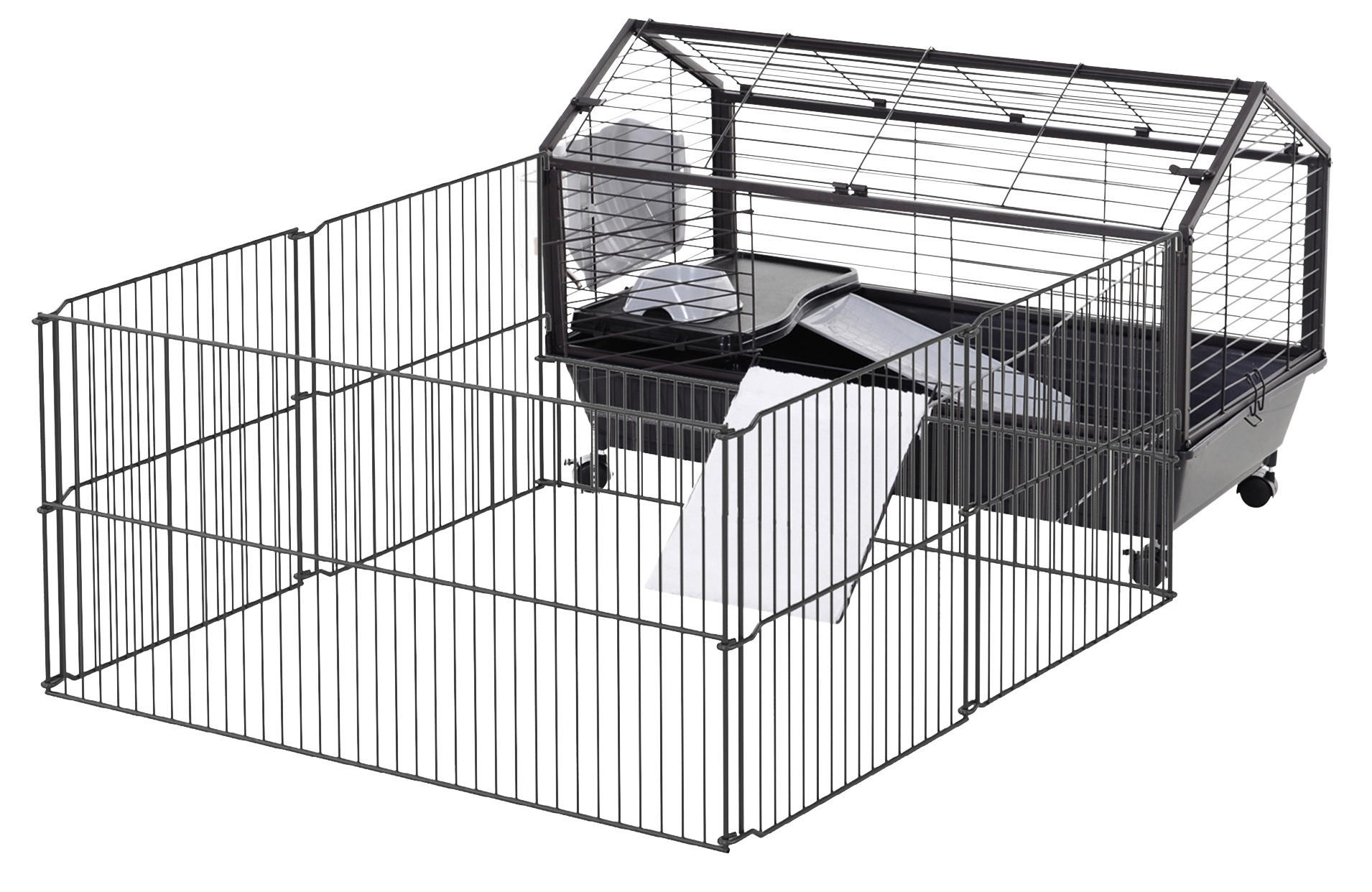 PawHut Meerschweinkäfig schwarz Metall B/H/L: ca. 130x56x88 cm Meerschweinkäfig - schwarz (88,00/130,00/56,00cm) - PawHut