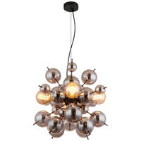 GLOBO Pendelleuchte Rauch schwarz Glas Metall H/D: ca. 120x51,5 cm E27 4 Brennstellen UDO - schwarz/Rauch (51,50/120,00cm) - GLOBO