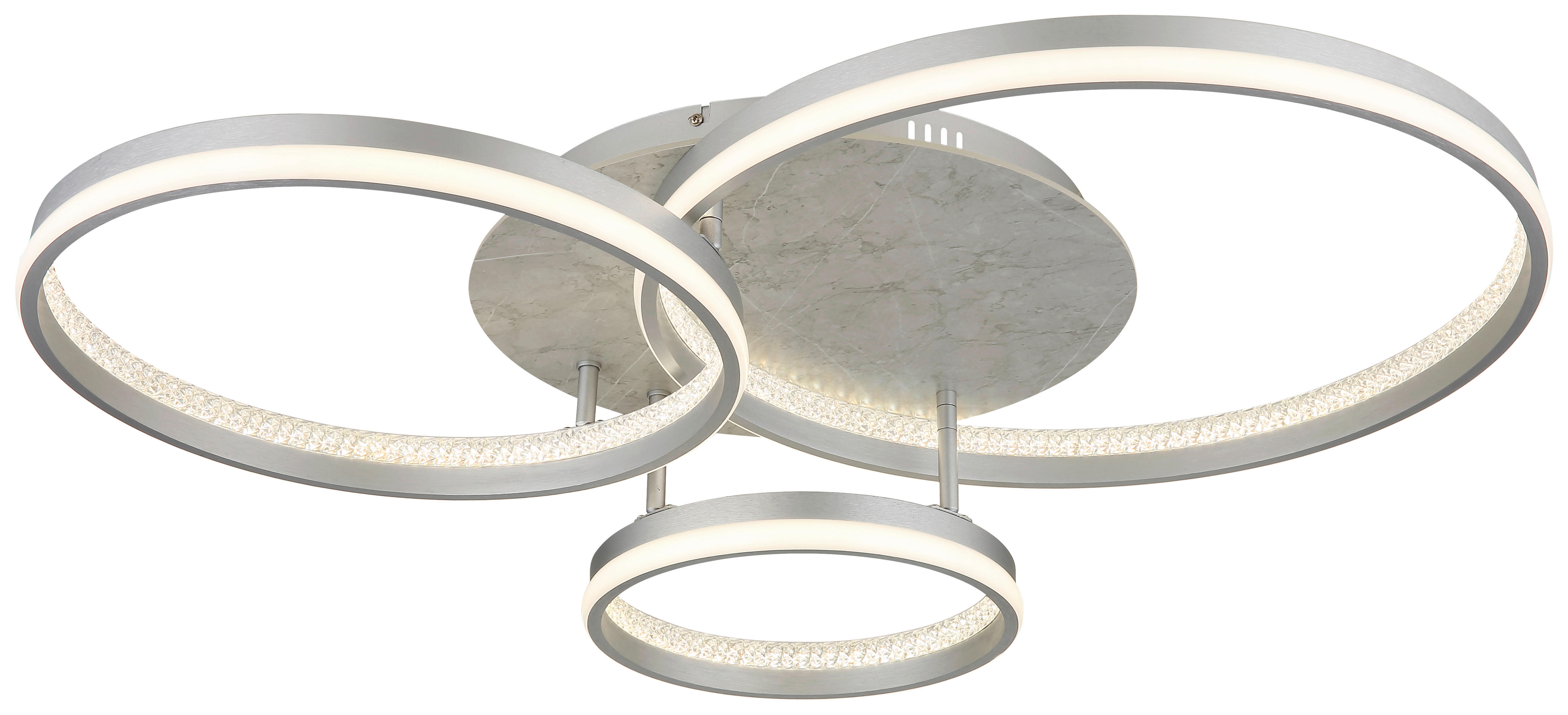 GLOBO LED-Deckenleuchte MARY 62000302 silber klar Opal MDF Kunststoff Metall B/H/L: ca. 85,5x16,7x68,5 cm 1 Brennstellen MARY - klar/Opal (68,50/85,50/16,70cm) - GLOBO
