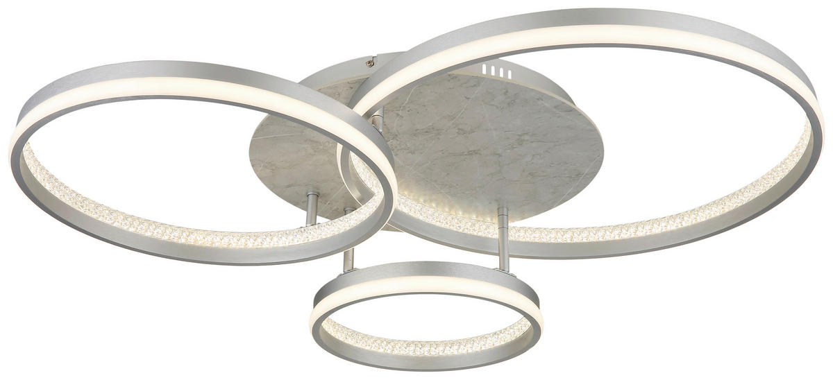 GLOBO LED-Deckenleuchte MARY 62000302 silber klar Opal MDF Kunststoff Metall B/H/L: ca. 85,5x16,7x68,5 cm 1 Brennstellen MARY - klar/Opal (68,50/85,50/16,70cm) - GLOBO