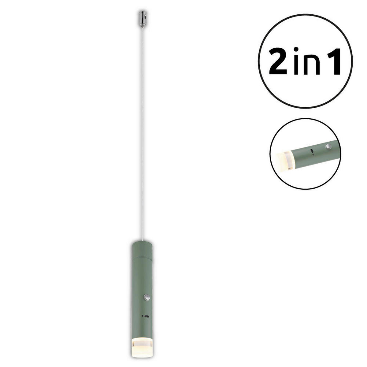 GLOBO LED-Hängeleuchte klar grün Acryl Metall H/D: ca. 120x3,8 cm 1.0 Brennstellen PELO - klar/grün (3,80/120,00cm) - GLOBO