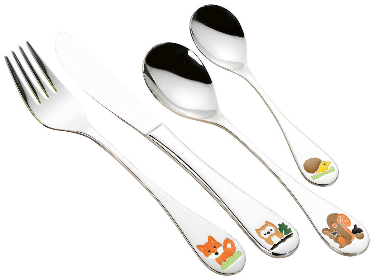 Kinderbesteckset Forest silber Edelstahl 4 tlg. Forest - bunt/silber