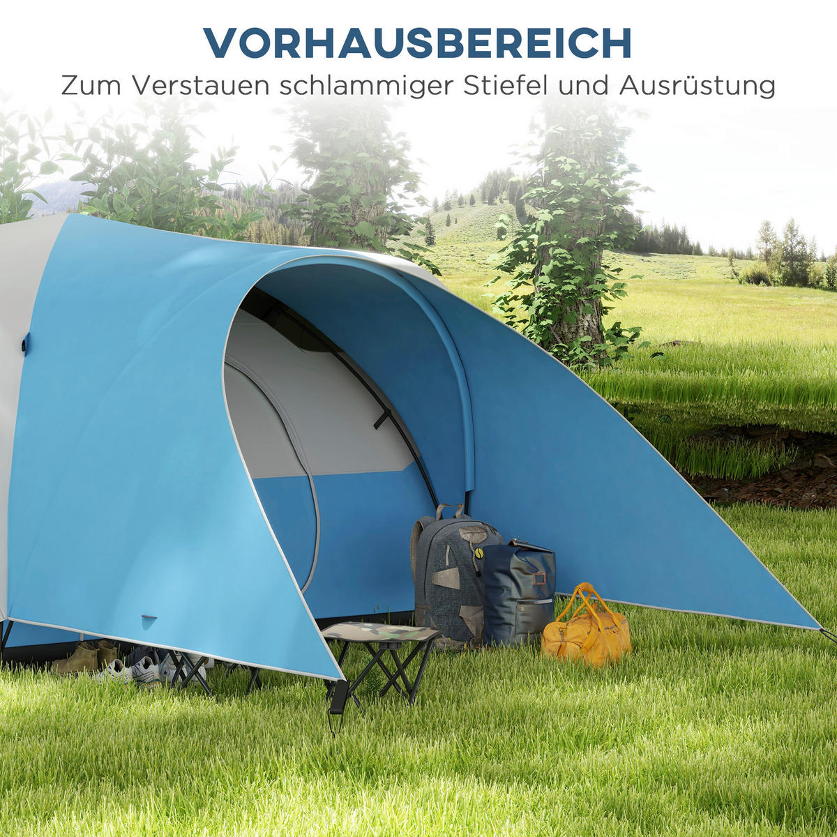 Outsunny Tunnelzelt B/H/L: ca. 300x198x550 cm Tunnelzelt - blau (550,00/300,00/198,00cm) - Outsunny