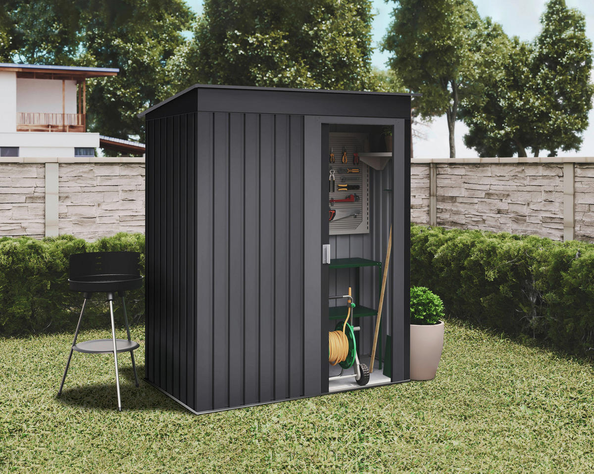 HOGGAR Gerätehaus Hede anthrazit B/H/L: ca. 162x181x86 cm Hede - anthrazit (86,00/162,00/181,00cm) - HOGGAR