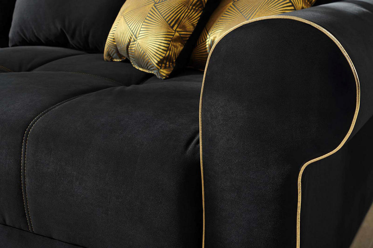Big Sofa schwarz Microfaser B/H/T: ca. 297x87x136 cm Sultan_Big-Sofa - gold/schwarz (297,00/87,00/136,00cm)