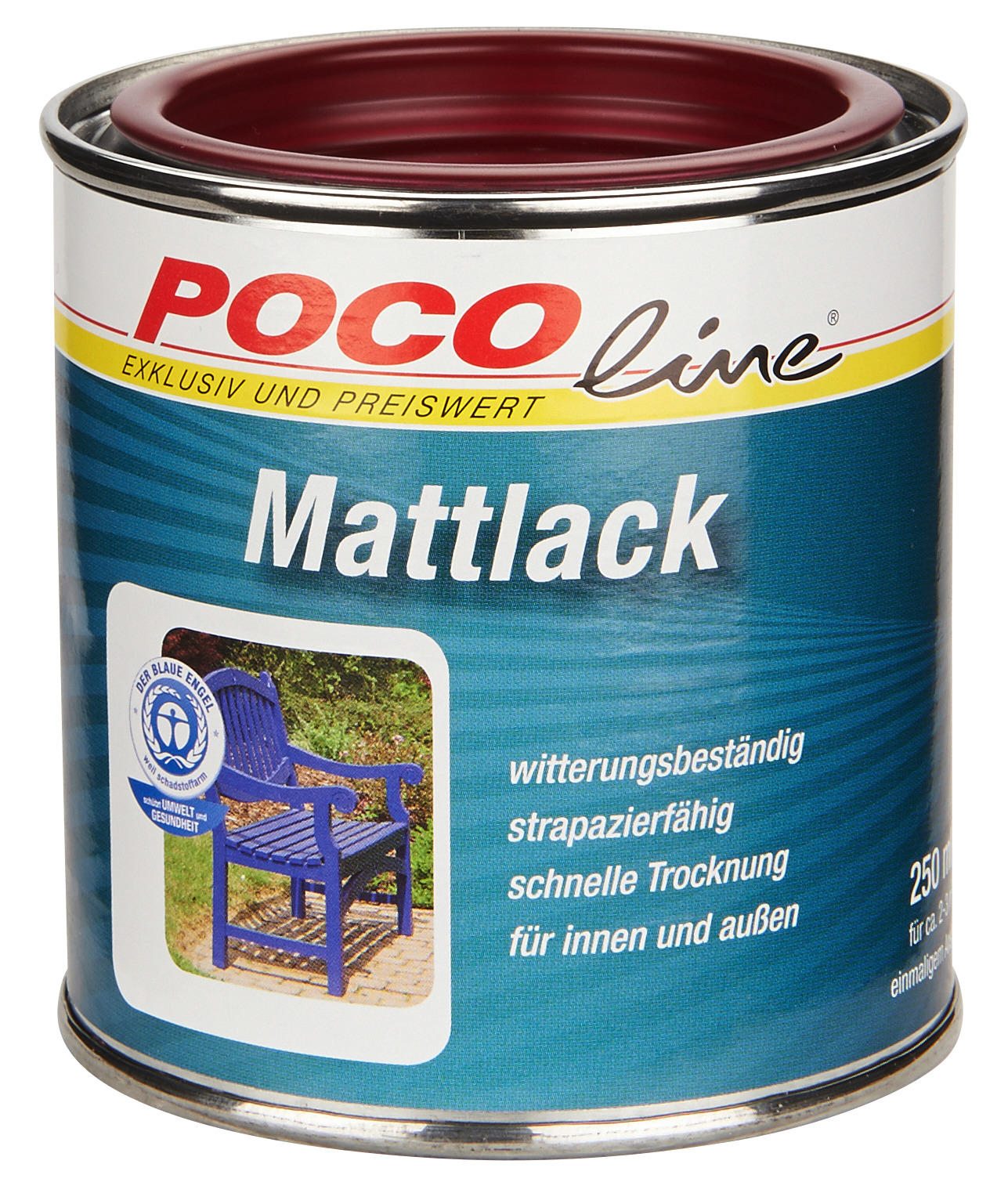 POCOline Acyl Buntlack bordeauxrot matt ca. 0,25 l Mattlack_Acryl_2in1 250ml - bordeauxrot (250ml)