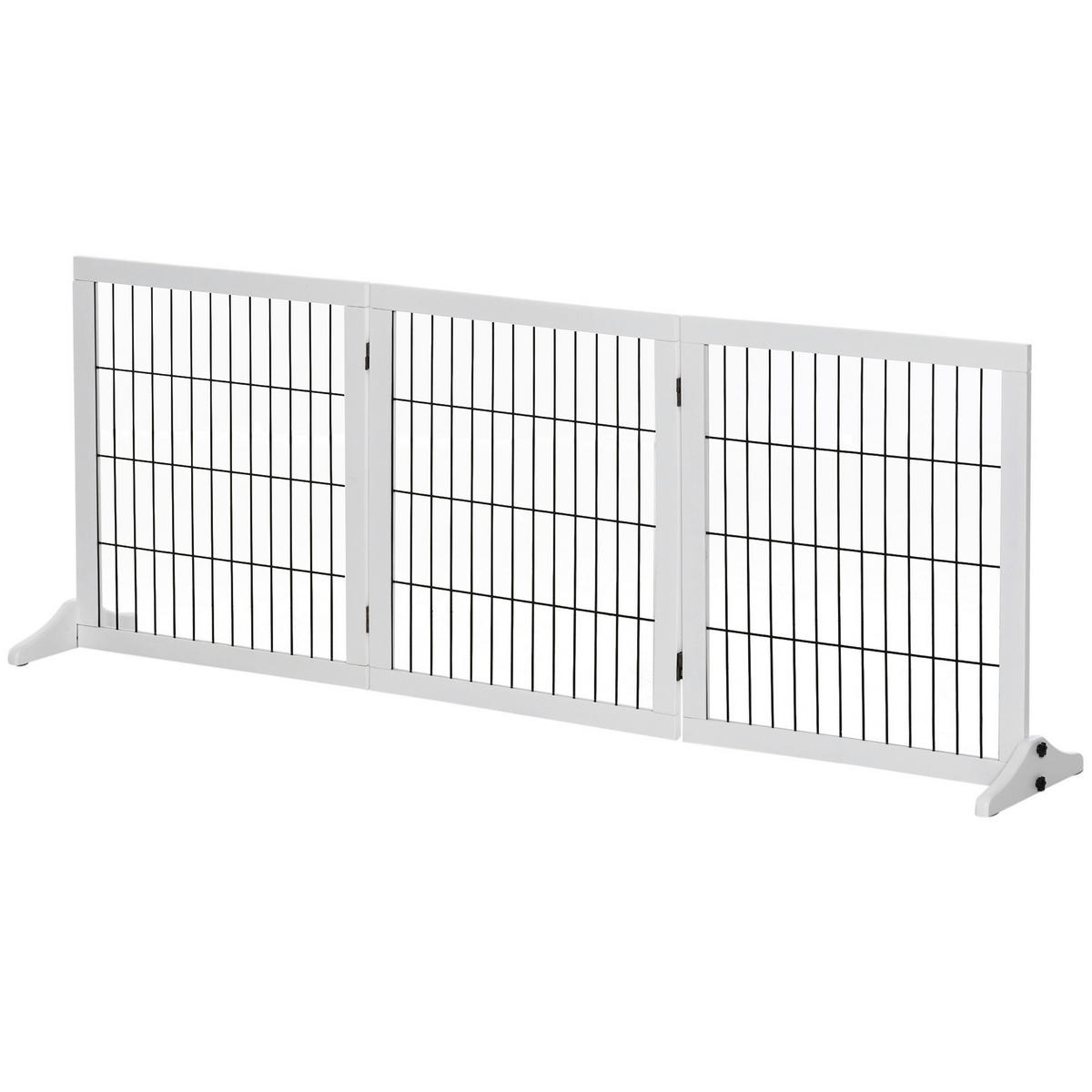 PawHut Hunde-Zubehör weiß Polypropylen B/H/L: ca. 36x185x71 cm Hundegitter - weiß (71,00/36,00/185,00cm) - PawHut
