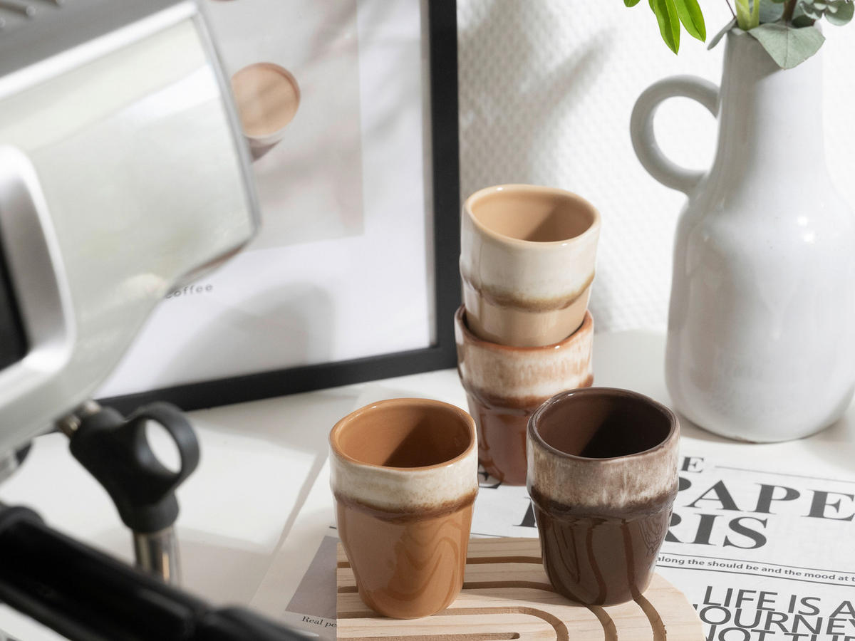 CreaTable Espressotassenset Squeezy Mocha braun Steinzeug 4 tlg. Squeezy Mocha - braun - CreaTable