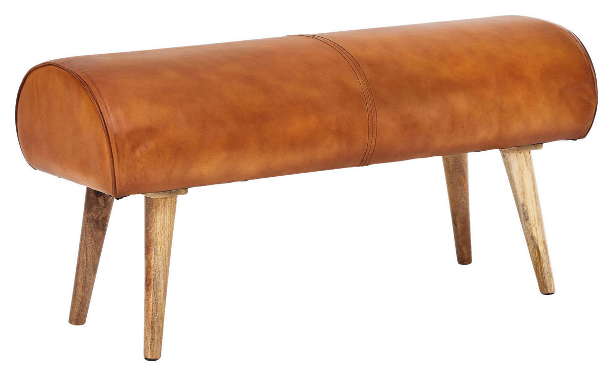 Wohnling Sitzbank natur braun Echtholz Leder Sitzbank - braun/natur - Wohnling
