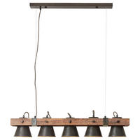 Brilliant Pendelleuchte 82175/46 schwarz dunkelbraun Metall Holz B/T/L: ca. 95x20x115 cm E27 5 Brennstellen Plow - dunkelbraun/schwarz (95,00/115,00cm) - Brilliant