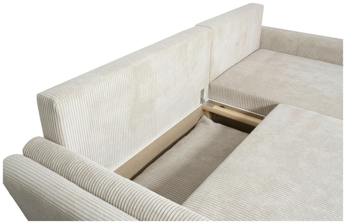 Ecksofa Danzig beige Velourstoff B/H/T: ca. 229x86x167 cm Danzig - beige/Eiche (229,00/86,00/167,00cm)