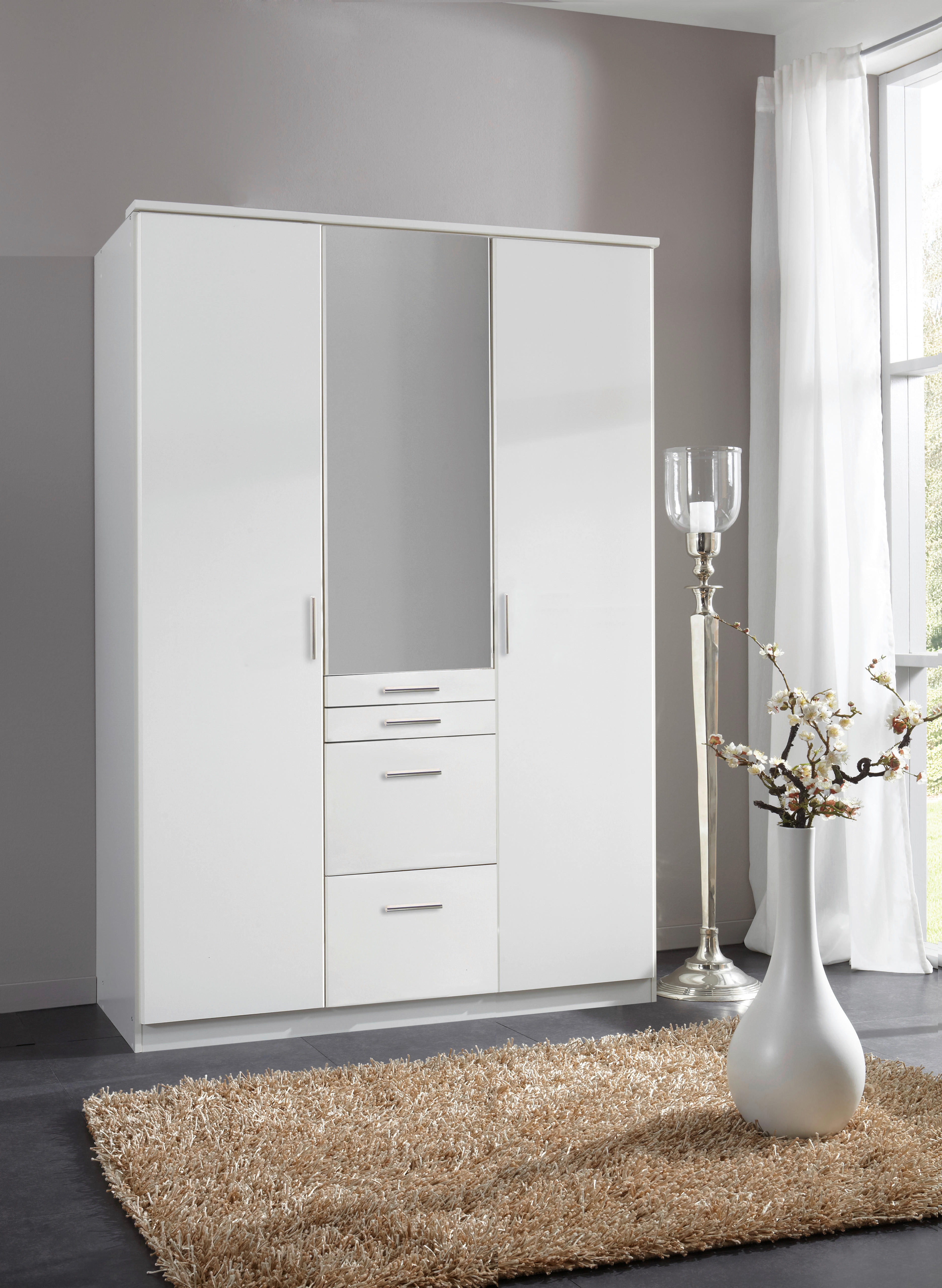 Kleiderschrank Aachen weiß B/H/T: ca. 135x199x58 cm Aachen - weiß (135,00/199,00/58,00cm)
