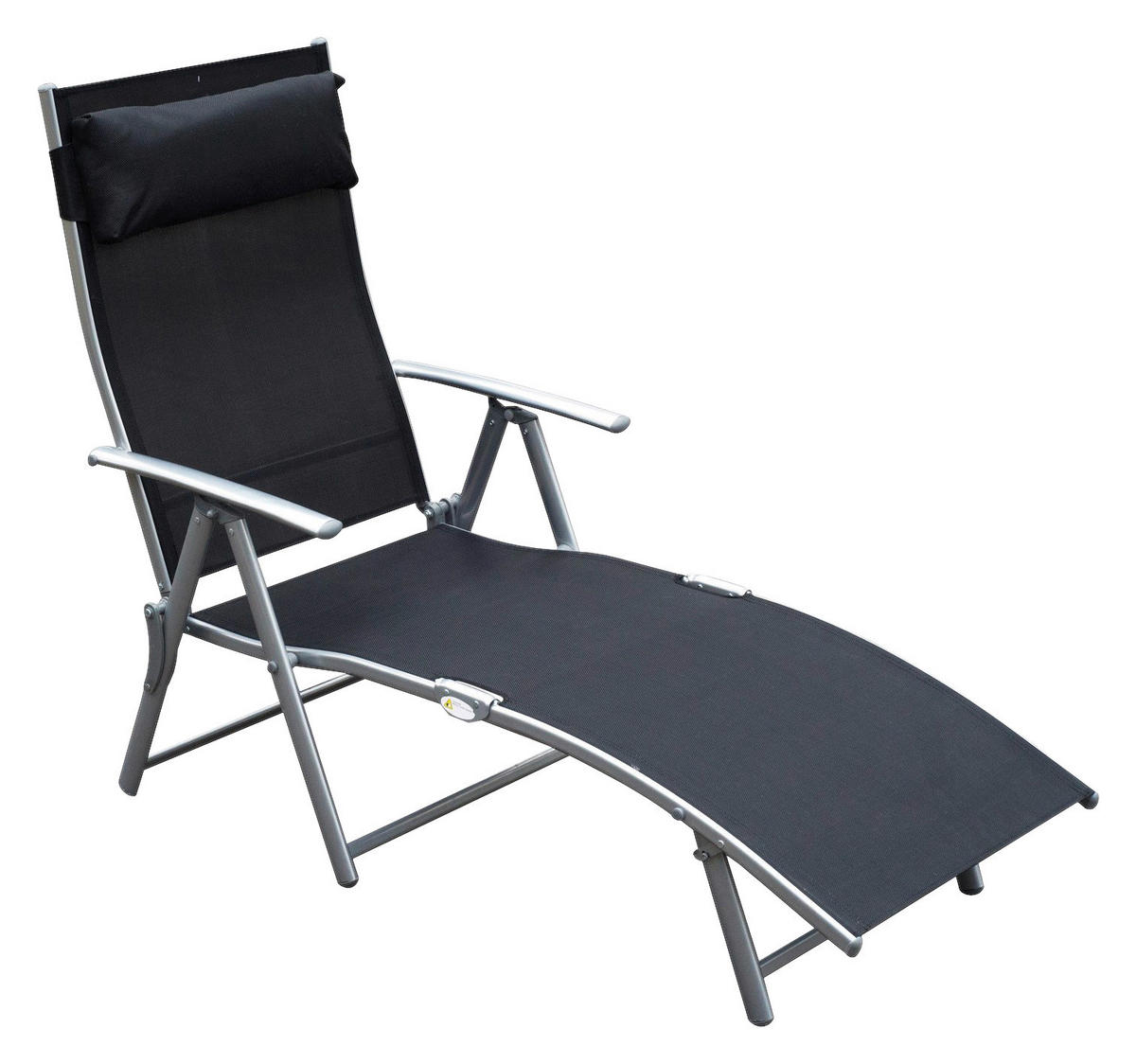 Outsunny Gartenliege schwarz Metall B/H/L: ca. 63,5x100,5x180 cm Gartenliege_mit_Kissen - schwarz (180,00/63,50/100,50cm) - Outsunny