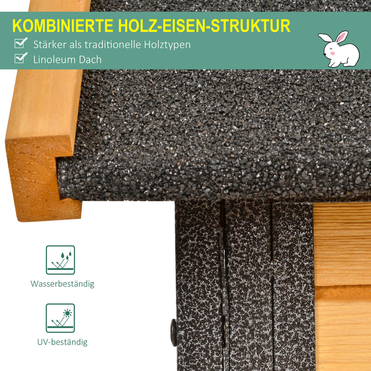 PawHut Stall dunkelgrau Holz B/H/L: ca. 63x122x92 cm Kaninchenstall - gelb/dunkelgrau (92,00/63,00/122,00cm) - PawHut