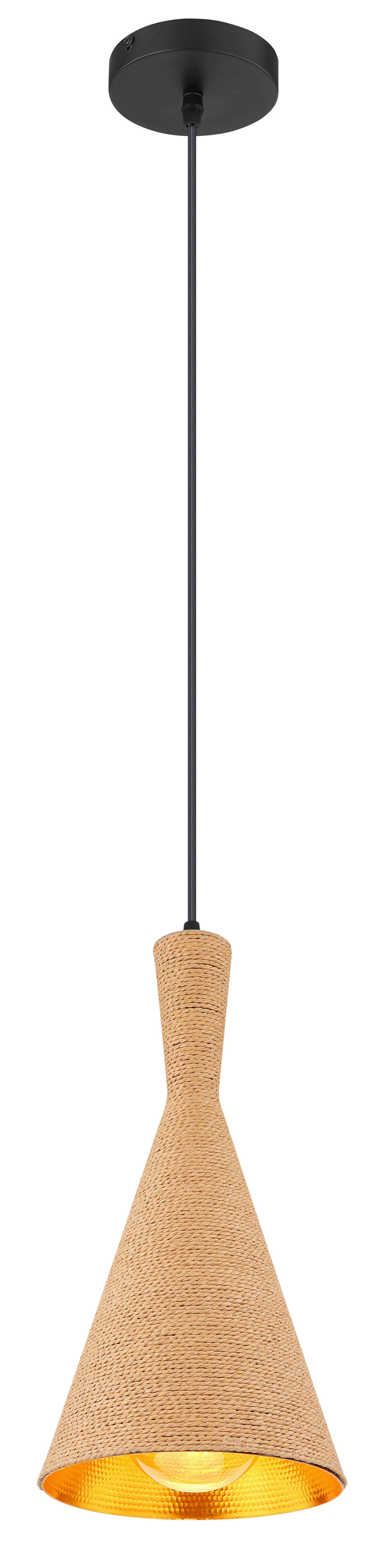 GLOBO Pendelleuchte braun schwarz Metall Textil H/D: ca. 140x19 cm E27 1 Brennstellen LUDMILLA - braun/schwarz (19,00/140,00cm) - GLOBO