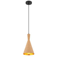 GLOBO Pendelleuchte braun schwarz Metall Textil H/D: ca. 140x19 cm E27 1 Brennstellen LUDMILLA - braun/schwarz (19,00/140,00cm) - GLOBO