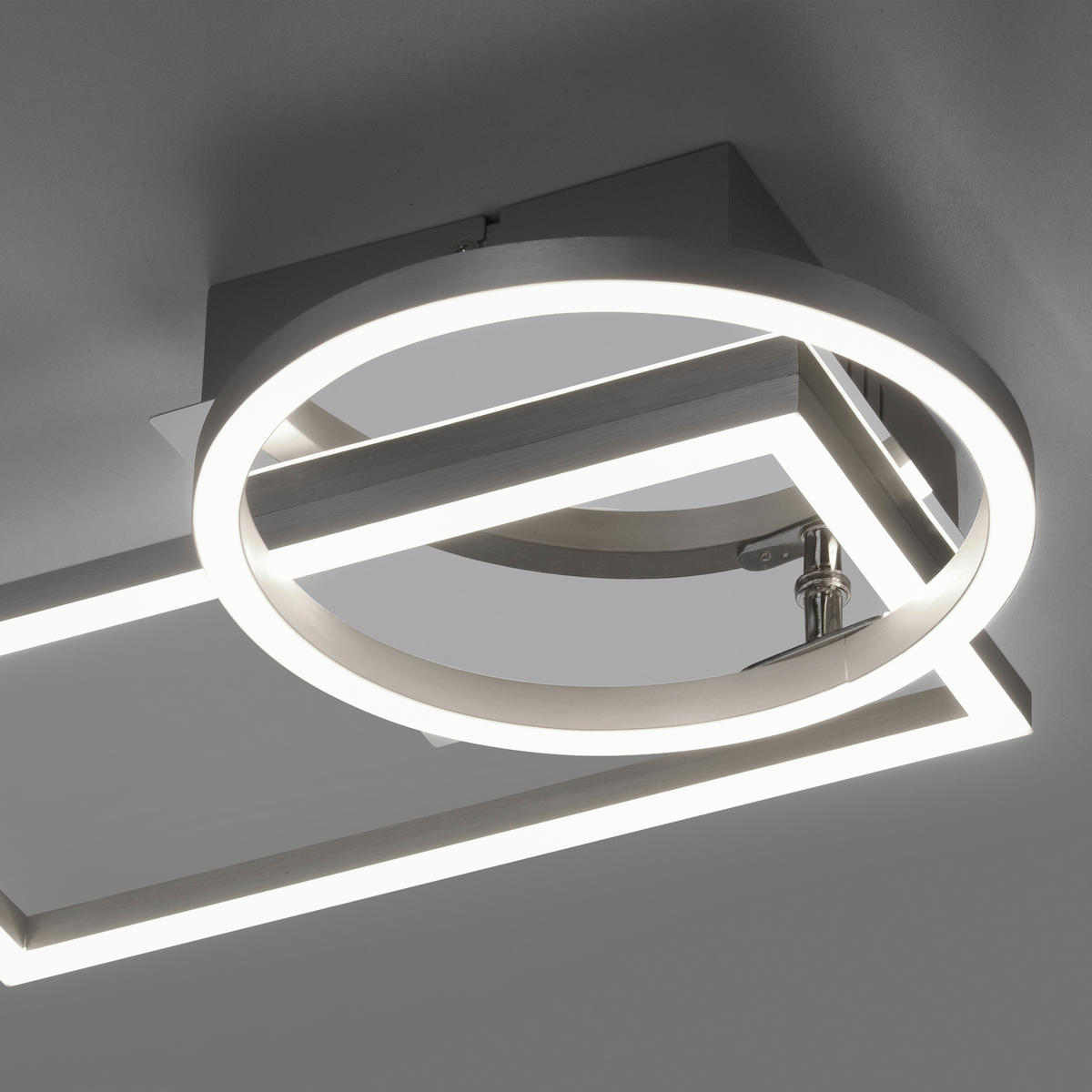 Just Light Deckenleuchte 14031-55 Iven stahlfarbig Kunststoff Eisen Aluminium B/H/L: ca. 26x8x27 cm Iven - stahlfarbig (27,00/26,00/8,00cm) - Just Light