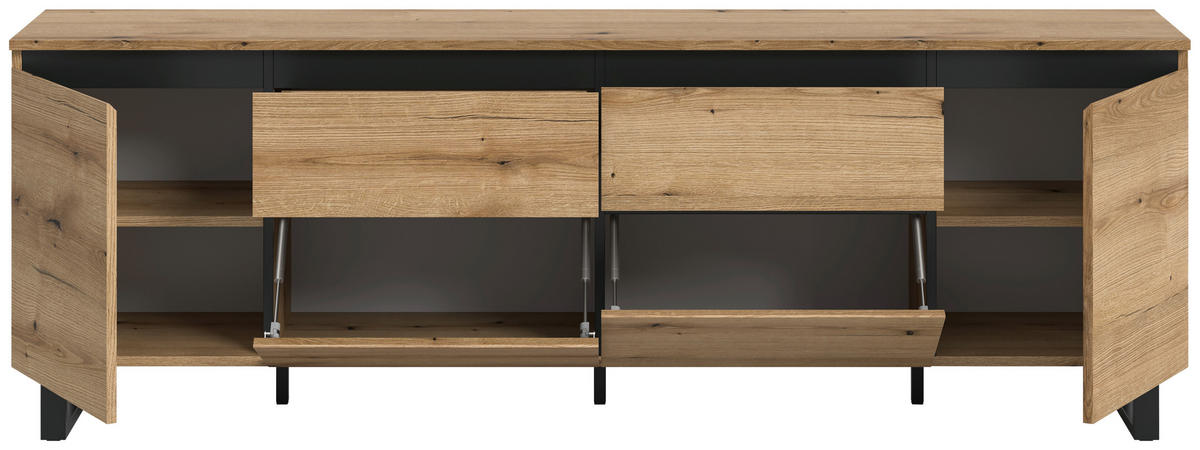 Lowboard Tomasa Evoke Oak Nachbildung schwarz B/H/T: ca. 188x65x36 cm Tomasa - schwarz (188,00/65,00/36,00cm) - xonox.home