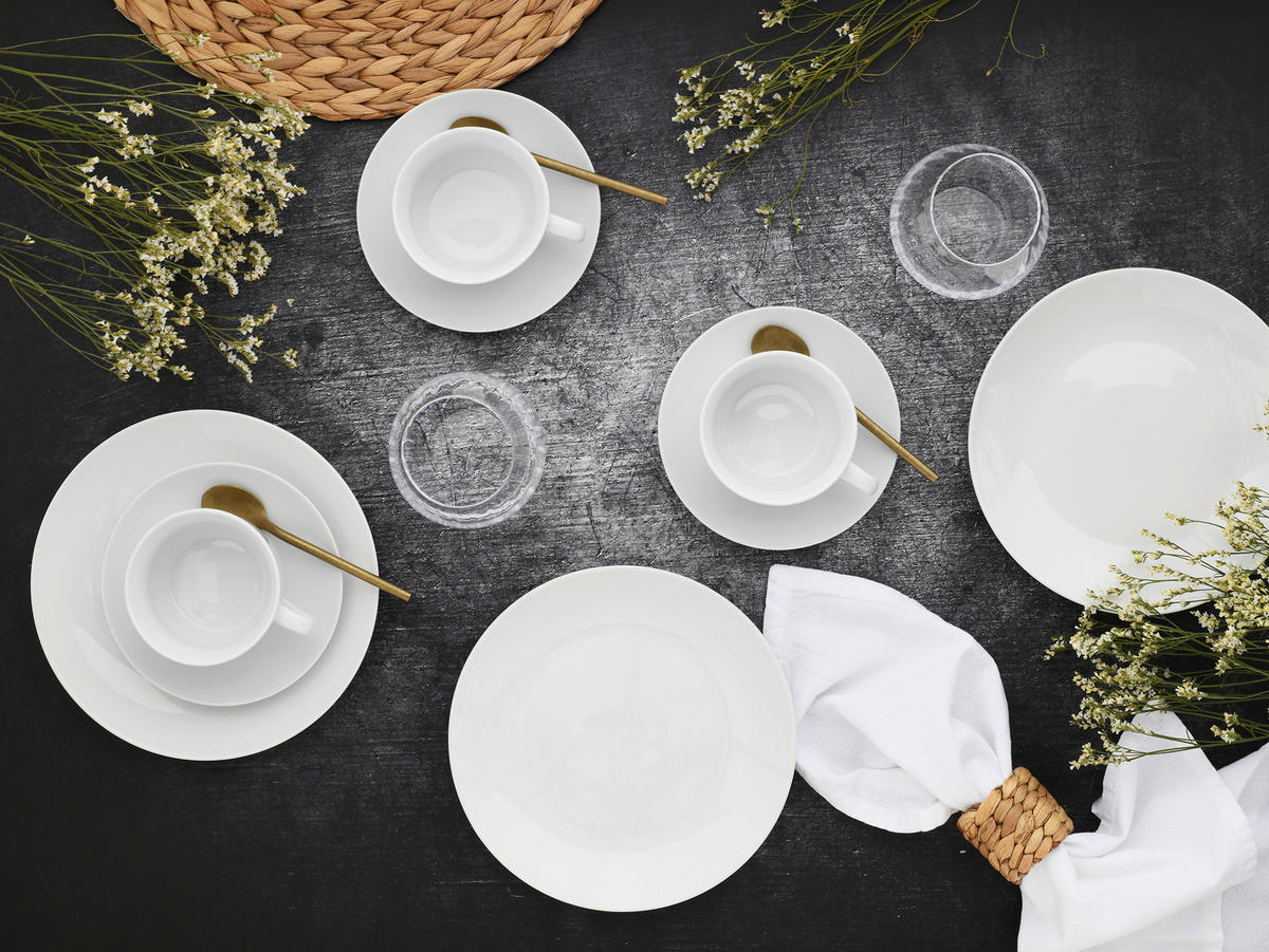 CreaTable Kaffeeservice Luna weiß Porzellan 18 tlg. Luna - weiß - CreaTable