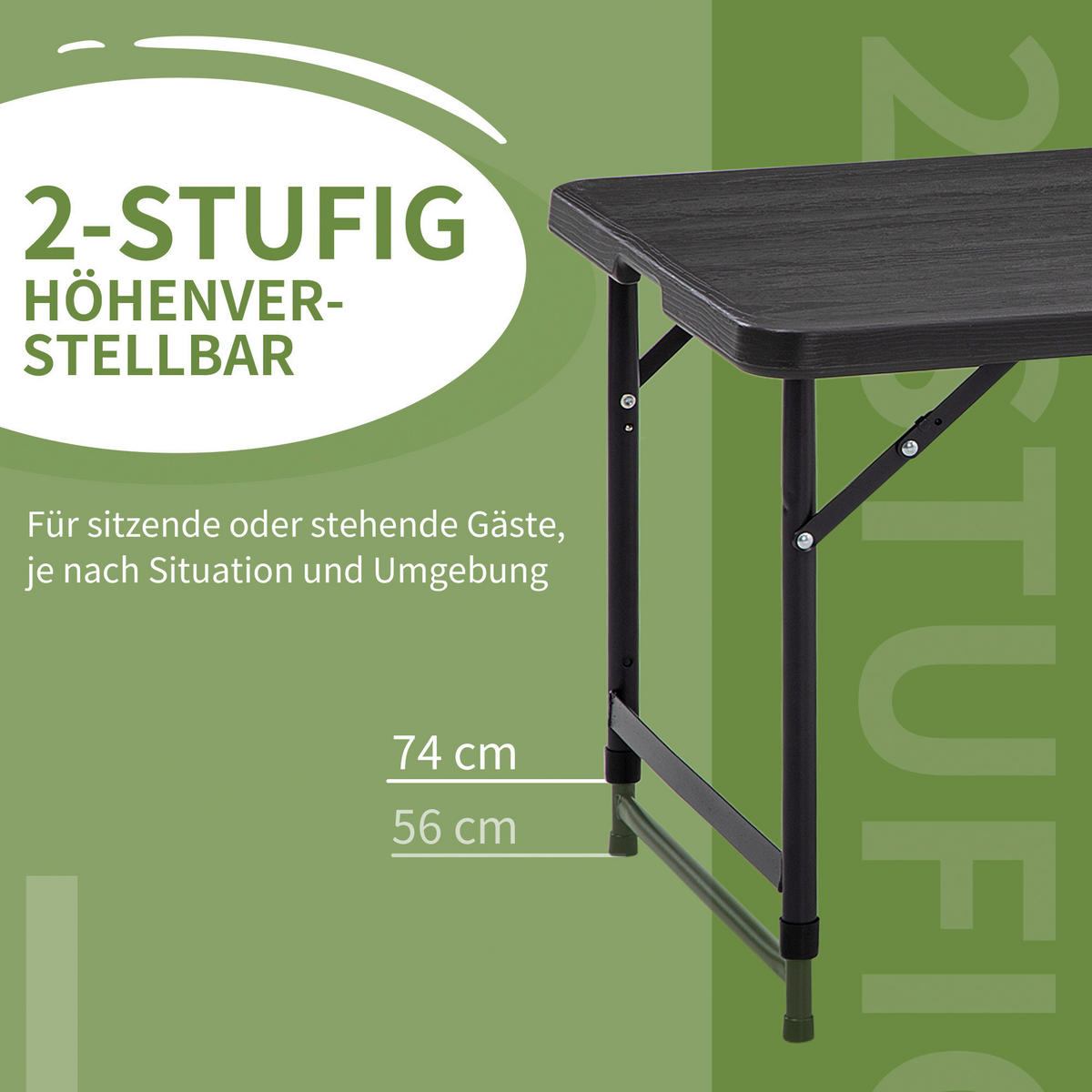 Outsunny Gartentisch dunkelgrau Stahl B/H/L: ca. 60x74x118 cm Gartentisch - dunkelgrau (118,00/60,00/74,00cm) - Outsunny
