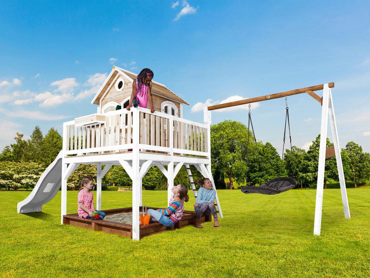 AXI Spielhaus Liam braun B/H/L: ca. 613x291x277 cm Liam - braun/weiß (277,00/613,00/291,00cm) - AXI