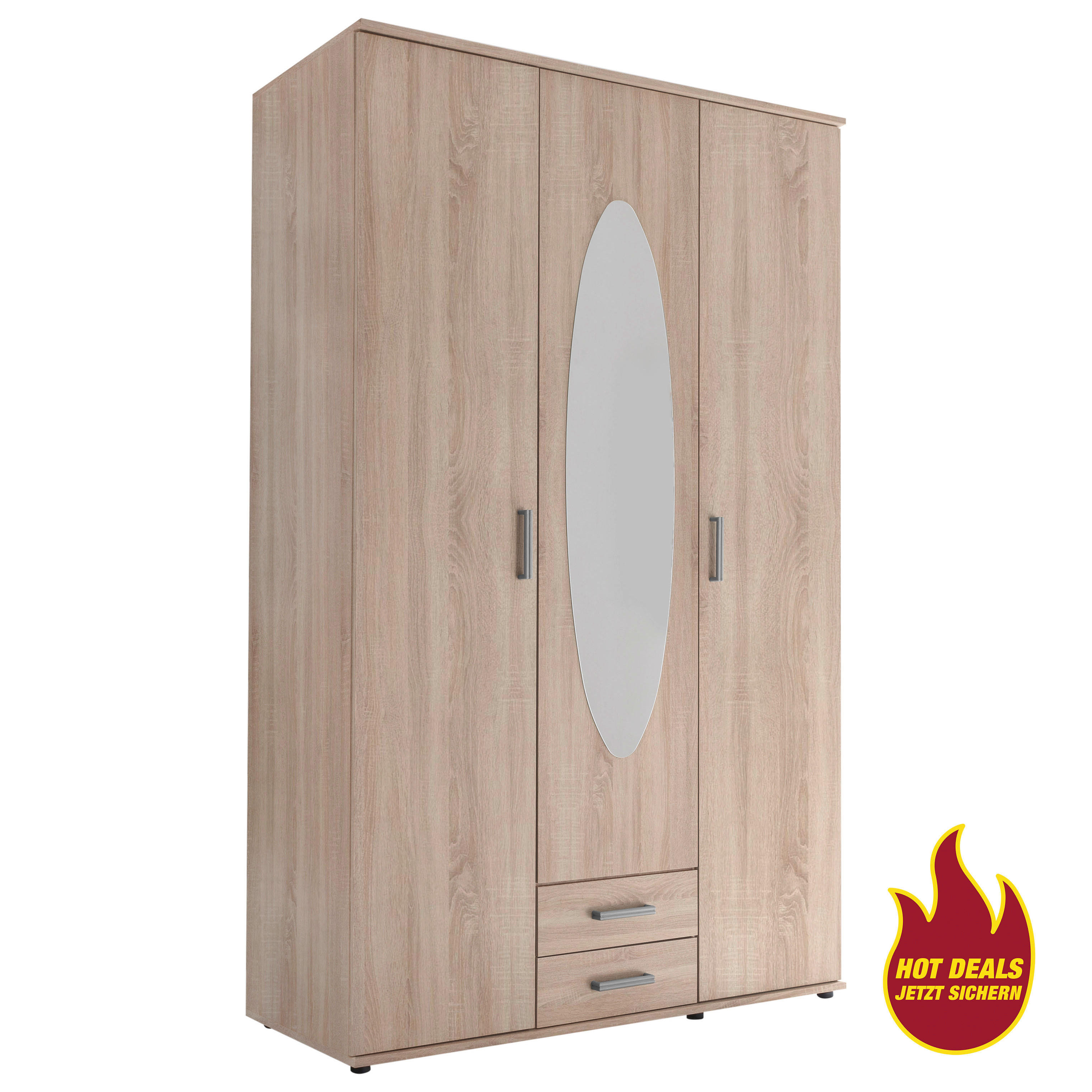 Kleiderschrank Paul Eiche Sonoma Nachbildung B/H/T: ca. 120x195x55 cm Paul - Eiche/grau (120,00/195,00/55,00cm)