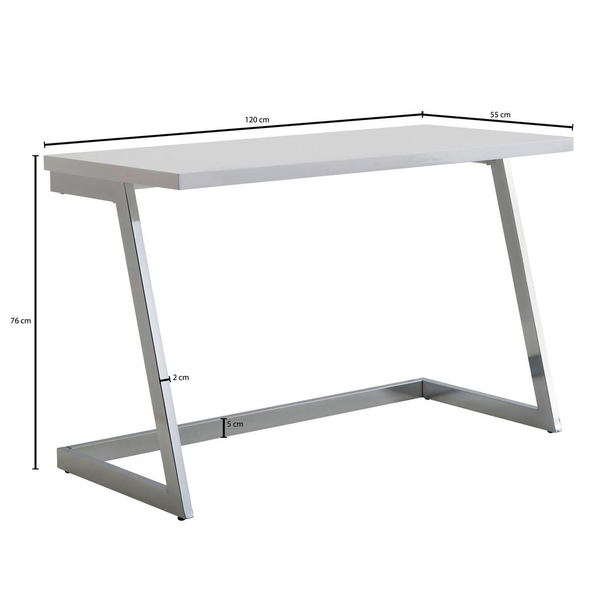 Schreibtisch weiß B/H/T: ca. 120x76x55 cm Schreibtisch - weiß (120,00/76,00/55,00cm) - Wohnling